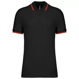 Kariban galléros póló Striped Pique 180 fekete-piros