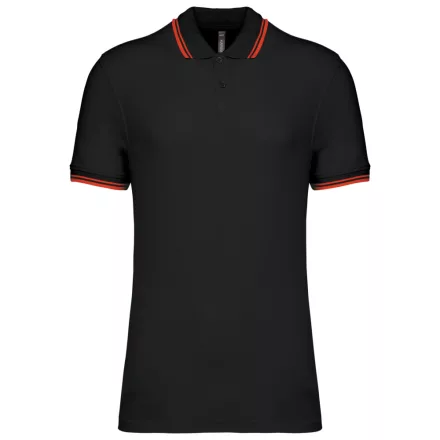 Kariban galléros póló Striped Pique 180 fekete-piros