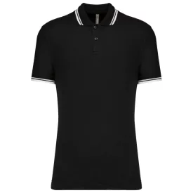 Kariban galléros póló Striped Pique 180 fekete-fehér