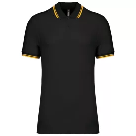 Kariban galléros póló Striped Pique 180 fekete-sárga