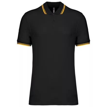 Kariban galléros póló Striped Pique 180 fekete-sárga