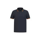 Kariban galléros póló Striped Pique 180 tengerkék-narancs