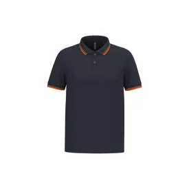   Kariban galléros póló Striped Pique 180 tengerkék-narancs
