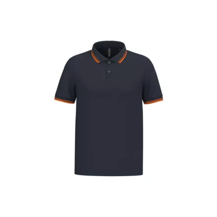 Kariban galléros póló Striped Pique 180 tengerkék-narancs