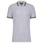 Kariban galléros póló Striped Pique 180 melírozott szürke-fekete