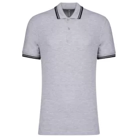   Kariban galléros póló Striped Pique 180 melírozott szürke-fekete
