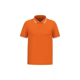 Kariban galléros póló Striped Pique 180 narancs-fehér