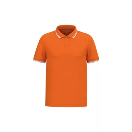 Kariban galléros póló Striped Pique 180 narancs-fehér