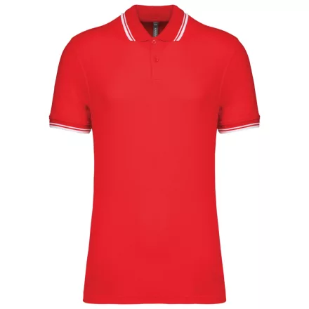 Kariban galléros póló Striped Pique 180 piros-fehér