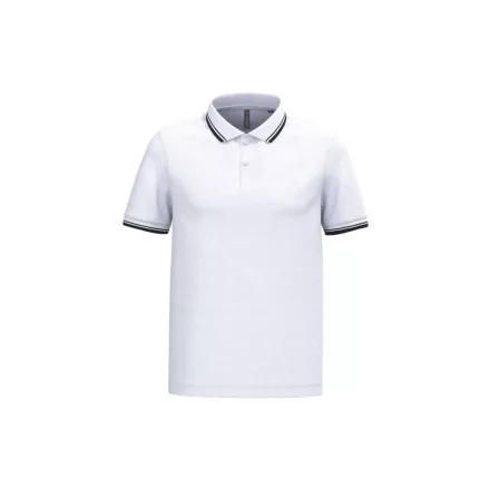 Kariban galléros póló Striped Pique 180 fehér-fekete