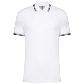 Kariban galléros póló Striped Pique 180 fehér-tengerkék