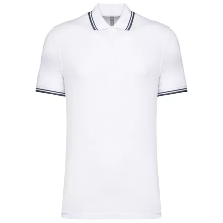 Kariban galléros póló Striped Pique 180 fehér-tengerkék