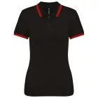 Kariban női galléros póló Striped Pique 180 fekete-piros