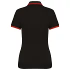 Kariban női galléros póló Striped Pique 180 fekete-piros