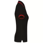 Kariban női galléros póló Striped Pique 180 fekete-piros