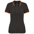 Kariban női galléros póló Striped Pique 180 sötétszürke-narancs