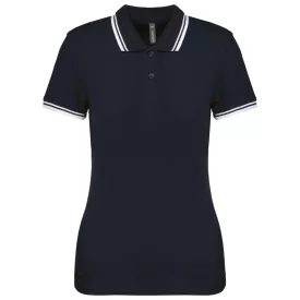   Kariban női galléros póló Striped Pique 180 tengerkék-fehér