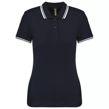 Kariban női galléros póló Striped Pique 180 tengerkék-fehér