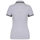 Kariban női galléros póló Striped Pique 180 melírozott szürke-fekete