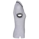 Kariban női galléros póló Striped Pique 180 melírozott szürke-fekete