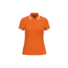 Kariban női galléros póló Striped Pique 180 narancssárga-fehér