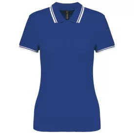   Kariban női galléros póló Striped Pique 180 királykék-fehér