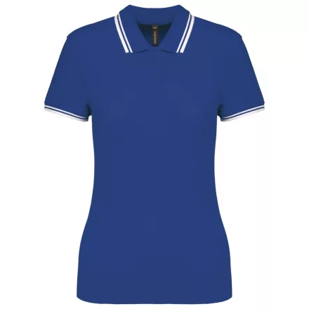 Kariban női galléros póló Striped Pique 180 királykék-fehér