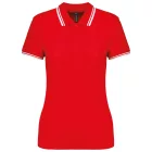 Kariban női galléros póló Striped Pique 180 piros-fehér