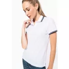 Kariban női galléros póló Striped Pique 180 fehér-tengerkék