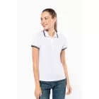 Kariban női galléros póló Striped Pique 180 fehér-tengerkék