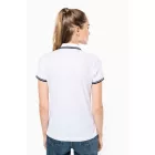 Kariban női galléros póló Striped Pique 180 fehér-tengerkék