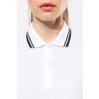 Kariban női galléros póló Striped Pique 180 fehér-tengerkék