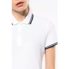 Kariban női galléros póló Striped Pique 180 fehér-tengerkék