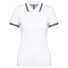 Kariban női galléros póló Striped Pique 180 fehér-tengerkék