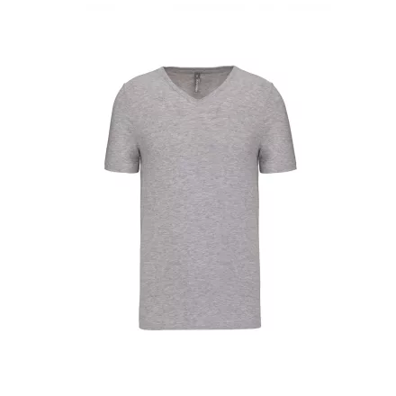 Kariban póló Stretch V-Neck 160 melírozott világosszürke