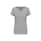 Kariban női póló Stretch V-Neck 160 melírozott világosszürke