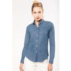 Kariban hosszú ujjú női ing Denim 160 chambray kék