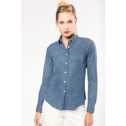 Kariban hosszú ujjú női ing Denim 160 chambray kék