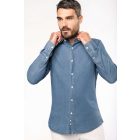 Kariban hosszú ujjú ing Denim 160 chambray kék