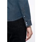 Kariban hosszú ujjú női ing Denim 150 farmerkék