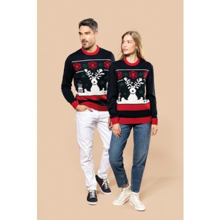 Kariban kötött pulóver Christmas 480 éjkék-piros-fehér