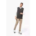 Kariban kötött mellény Jumper V-Neck sötétszürke