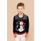 Kariban kötött gyerek pulóver Ho-Ho-Ho 390 éjkék-fehér-piros