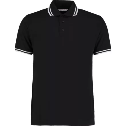 Kustom Kit galléros póló Classic Fit Tipped 185 fekete-fehér