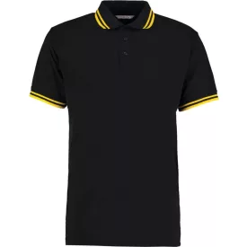   Kustom Kit galléros póló Classic Fit Tipped 185 fekete-sárga