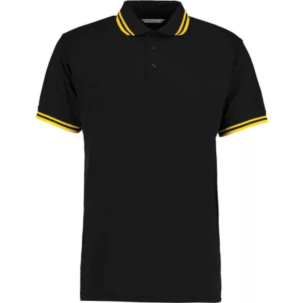 Kustom Kit galléros póló Classic Fit Tipped 185 fekete-sárga