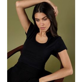 Kustom Kit rövid ujjú blúz Keyhole 200 fekete