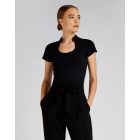 Kustom Kit rövid ujjú blúz Keyhole 200 fekete