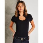 Kustom Kit rövid ujjú blúz Keyhole 200 fekete