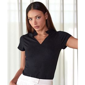 Kustom Kit rövid ujjú blúz Mandarin 200 fekete